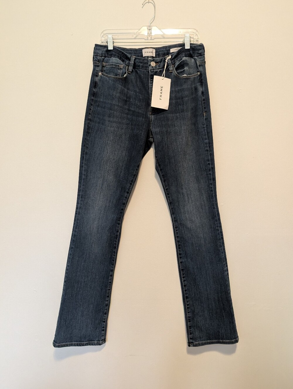 NWT FRAME Denim Le Mini Boot Mid Rise Bootcut Jeans Poe Medium Dark Wash 32